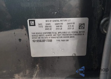 2014 Chevrolet Malibu 2Lt z USA, uszkodzony, nr VIN 1G11E5SL3EF173566